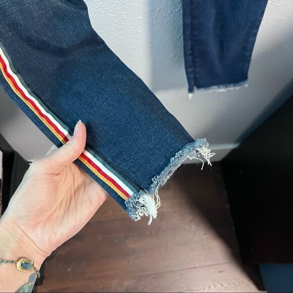 A&F Simone High Rise Jean Raw Hem Colored Stripe - Picture 4 of 8